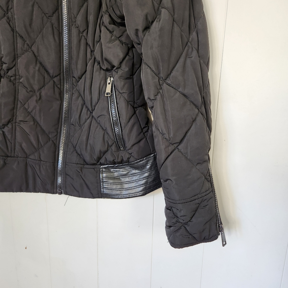 Marc New York Zip Up Moto Winter Jacket Vest Short Puffer Minimalist Coat Black - Picture 9 of 14